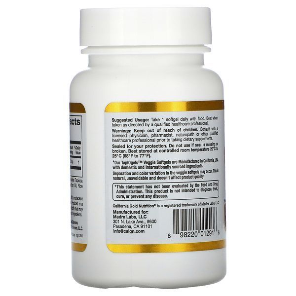 California Gold Nutrition PQQ 20 mg 30 капсул (4384304150) 1589283445 фото