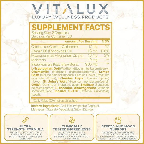 Домішка для сну преміумкласу EPN Supplements Vitalux Premium Sleep Aid 60 капсул 2196519051 фото