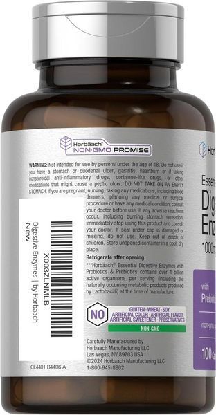 Добавка премиум-класса пищеварительные ферменты Horb&auml;ach Essential Digestive Enzymes 100 капсул 2474072815 фото