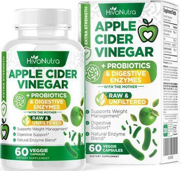 Яблучний оцет із пробіотиками та травними ферментами HivoNutra 3-in-1 Apple Cider Vinegar 60 капсул 2058332010 фото