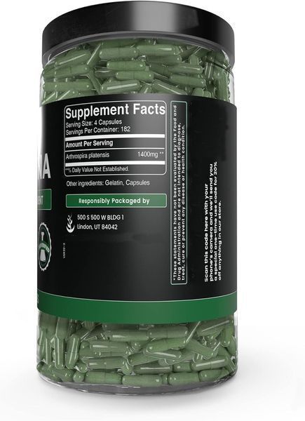 Домішка преміумкласу спіруліна Pure Original Ingredients Spirulina 730 капсул 2618345486 фото