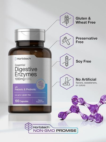 Добавка премиум-класса пищеварительные ферменты Horb&auml;ach Essential Digestive Enzymes 100 капсул 2474072815 фото