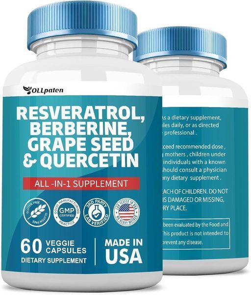 Ідеальна універсальна преміальна домішка OLLpaten Resveratrol Berberine Grape Seed Extract Quercetin Green Tea Extract 60 2352328471 фото