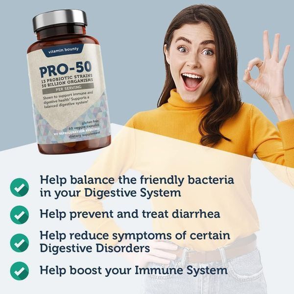 Найефективніші пробіотики з пребіотиками Vitamin Bounty Pro-50 60 капсул 2060594369 фото