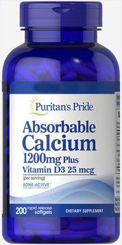 Вітаміни Puritan's Pride Absorbable Calcium 1200 mg Plus Vitamin D3 25 mcg 200 капсул (4384301939) 1060004641 фото