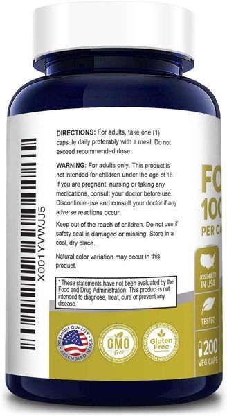 Фолієва кислота преміумкласу NusaPure Folic Acid 1000mcg 200 капсул 2284179944 фото