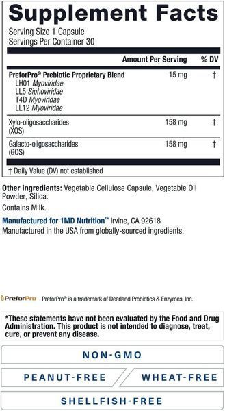 Усовершенствованные пребиотики 1MD Nutrition PreBioMD 30 капсул 2060594371 фото