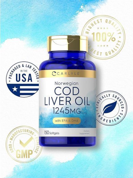 Добавка премиум-класса масло из печени трески Carlyle Norwegian Cod Liver Oil 150 капсул 2793029577 фото