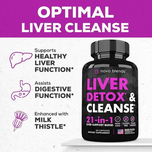 Підтримка детоксикації та відновлення печінки Novo Blends Liver Cleanse Detox 60 капсул 2185153647 фото