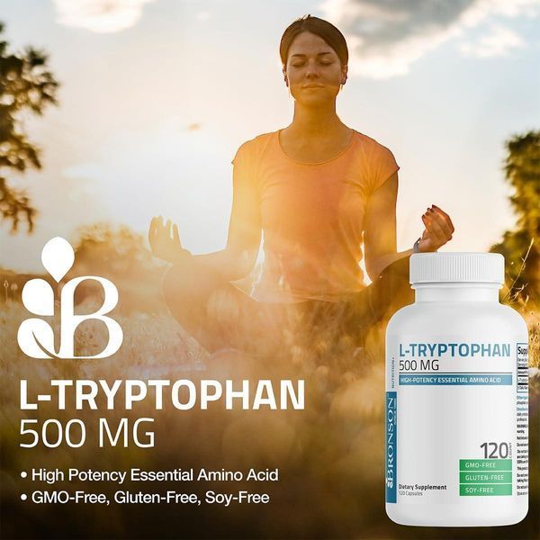 Добавка премиум-класса расслабление и позитивное настроение Bronson L-Tryptophan 500 MG 120 капсул 2547492266 фото