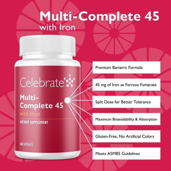 Добавка премиум-класса бариатрические мультивитамины Celebrate Bariatric Supplements Multi-Complete with 45 mg Iron 60 капсул 2942437746 фото