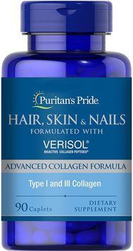 Спеціальний продукт Puritan's Pride Hair, Skin and Nails formulated with VERISOL 90 таблеток (4384302592) 1437159723 фото