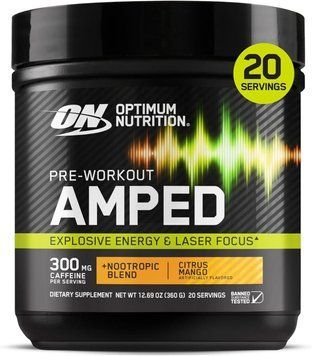Добавка премиум-класса увеличение энергии силы производительности Optimum Nutrition Amped Pre-Workou 360 г 2877815259 фото