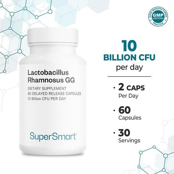 Добавка премиум-класса для микрофлоры кишечника Supersmart Lactobacillus Rhamnosus GG 10 Billion CFU 60 капсул 3085490129 фото