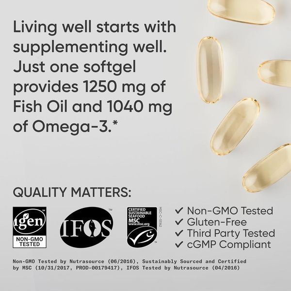 Sports Research Triple Strength Omega-3 Fish Oil 1250 mg 120 капсул (4384303812) 1491169499 фото