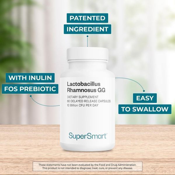 Добавка премиум-класса для микрофлоры кишечника Supersmart Lactobacillus Rhamnosus GG 10 Billion CFU 60 капсул 3085490129 фото