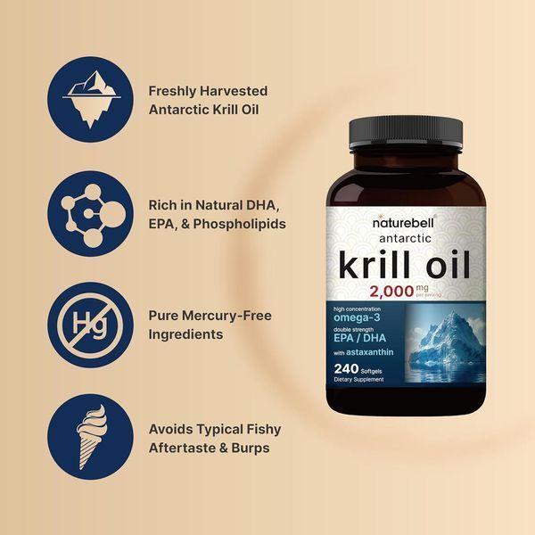 Олія антарктичного криля преміумкласу NatureBell Antarctic Krill Oil 2000mg 240 капсул 2417755791 фото
