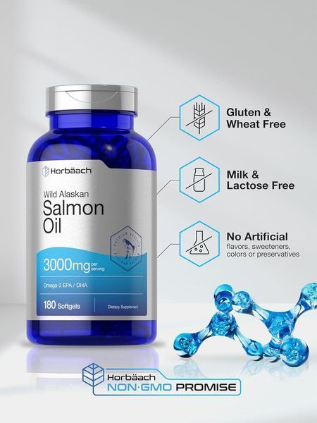 Добавка премиум-класса рыбий жир из дикого аляскинского лосося Horb&auml;ach Wild Alaskan Salmon Fish Oil 180 капсул 2475019283 фото
