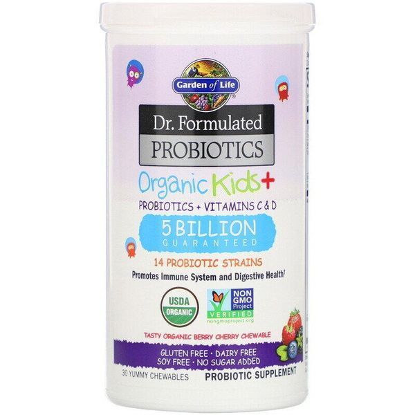 Спеціальний продукт Garden of Life Dr. Formulad Probiotics Organic Kids+ 30 таблеток Ягода (4384303404) 1437160695 фото