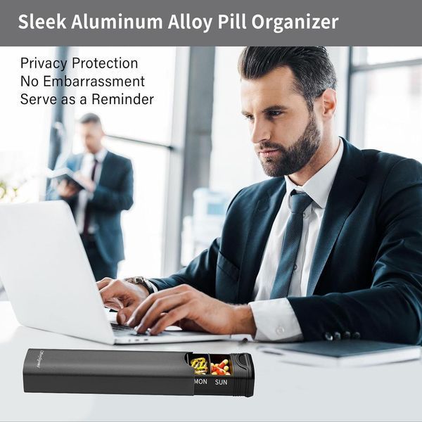 Преміальний контейнер для таблеток Serfeymi Aluminum Daily Pill Box Gray 2089162469 фото