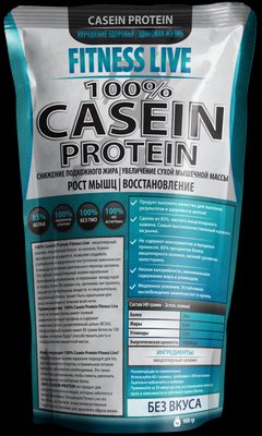 Протеїн Fitness Live 100% Casein Protein 500 г Ваніль 1059999126 фото