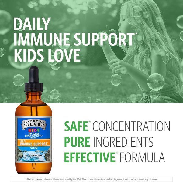 Биоактивный гидрозоль серебра Sovereign Silver Kids Bio-Active Silver Hydrosol Daily+ Immune Support 118 мл 2058331819 фото