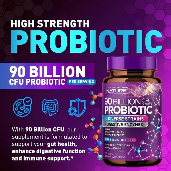 Домішка преміумкласу для здоров'я травлення Built by Nature 90 Billion CFU Probiotic 60 капсул 2855008674 фото