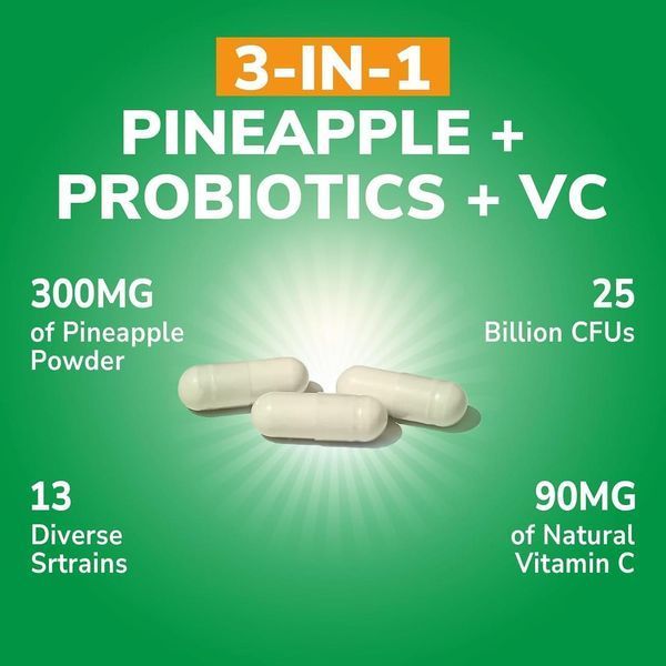 Добавка премиум-класса обеспечивает комплексную поддержку Vitalibre Pineapple + Probiotic 30 капсул 3199670941 фото