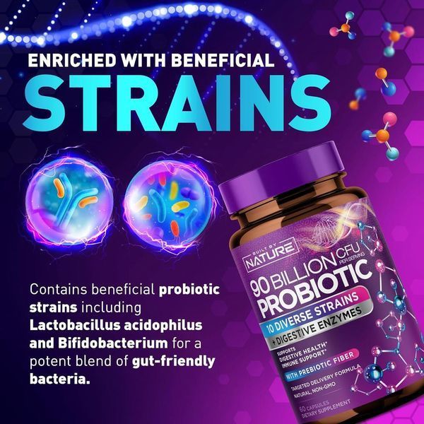 Домішка преміумкласу для здоров'я травлення Built by Nature 90 Billion CFU Probiotic 60 капсул 2855008674 фото