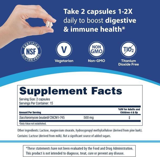 Пробіотики для здоров'я травної системи та імунітету Florastor Probiotics for Digestive&Immune Health 30 капсул 2273719693 фото