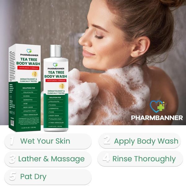 Гель для душа успокаивает фолликулит, акне, зуд Pharmbanner Tea Tree Antifungal Body Wash 350 мл 2894996618 фото