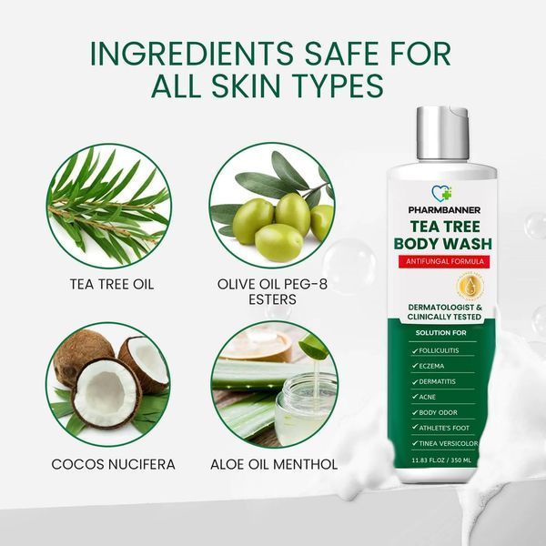 Гель для душа успокаивает фолликулит, акне, зуд Pharmbanner Tea Tree Antifungal Body Wash 350 мл 2894996618 фото