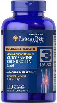 Хондропротектор Puritan's Pride Double Strength Glucosamine, Chondroitin & MSM Joint Soother 120 таблеток 1484206198 фото