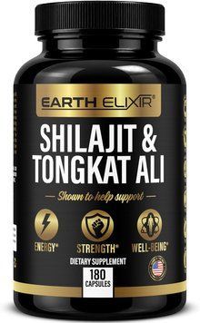 Добавка преміум-класу шилажит муміє високого засвоєння Earth Elixir Shilajit and Tongkat Ali 180 капсул 43819538994 фото