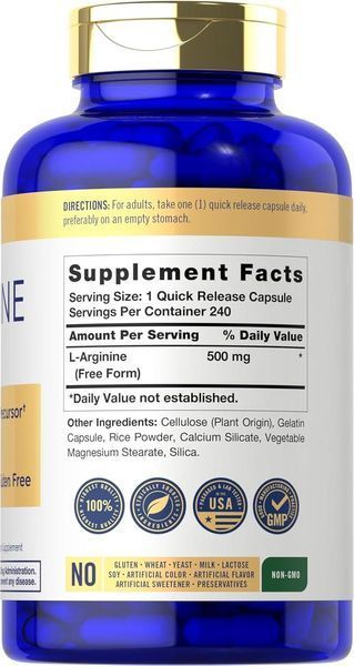 Домішка преміумкласу аргінін Carlyle L-Arginine 500mg 240 капсул 2804367194 фото