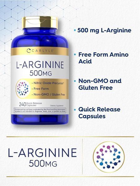 Домішка преміумкласу аргінін Carlyle L-Arginine 500mg 240 капсул 2804367194 фото