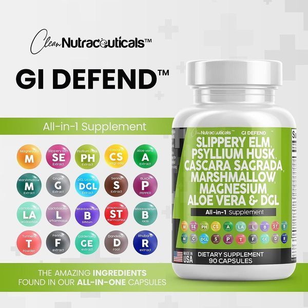 Преміальна домішка для здоров'я кишківника Clean Nutraceuticals Slippery Elm 5000mg Psylium Husk 2000mg Pre Probiotic Digestive 2058332109 фото