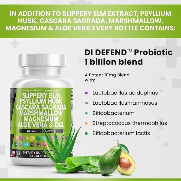 Преміальна домішка для здоров'я кишківника Clean Nutraceuticals Slippery Elm 5000mg Psylium Husk 2000mg Pre Probiotic Digestive 2058332109 фото