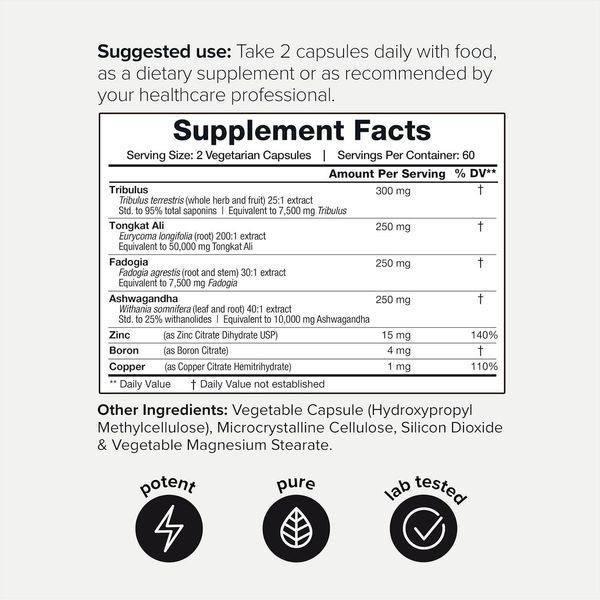 Ультраконцентрована формула найвищої якості Toniiq Ultra Concentrated Formula Testosterone Support 120 капсул 2817080894 фото