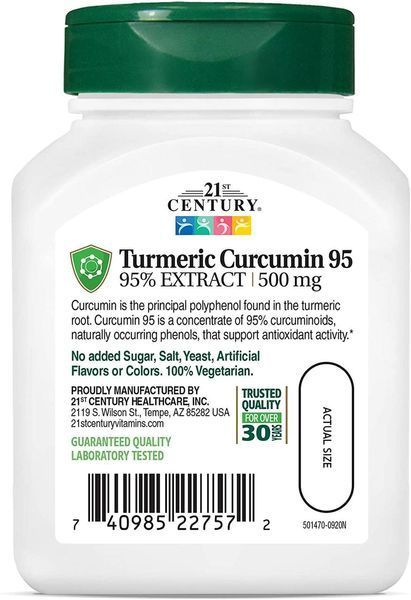 21st Century Curcumin 95 500 mg 45 капсул (4384304124) 1573406612 фото