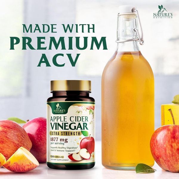 Домішка преміумкласу підтримка травлення імунітету суглобів Nature's Nutrition Apple Cider Vinegar 120 капсул 2869680579 фото