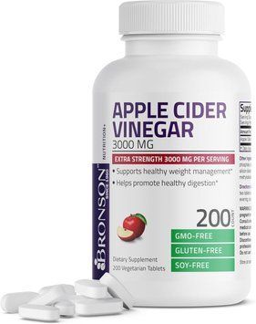 Домішка преміумкласу яблучний оцет Bronson Apple Cider Vinegar 3000 MG 200 капсул 2549765841 фото