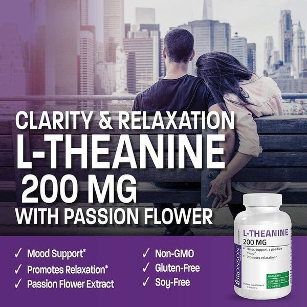 Добавка премиум-класса для борьбы со стрессом Bronson L-Theanine 200mg Double-Strength 120 капсул 2539976288 фото