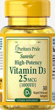 Вітаміни Puritan's Pride Vitamin D3 25 mcg (1000 IU) 30 капсул (4384301690) 1060003028 фото
