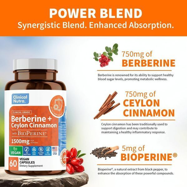 Преміальна суміш берберину Clinical Nutra Berberine Plus 60 капсул 2118357557 фото