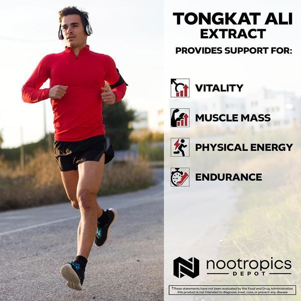 Добавка преміум-класу підвищення життєвого тонусу Nootropics Depot Tongkat Ali Extract 10% 60 капсул 438195387331 фото