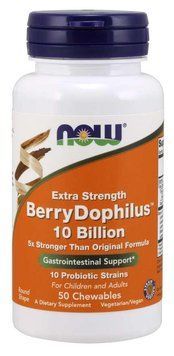 Специальный продукт NOW BerryDophilus Extra Strength 10 Billion Chewables 50 таблеток (4384301179) 1437158601 фото