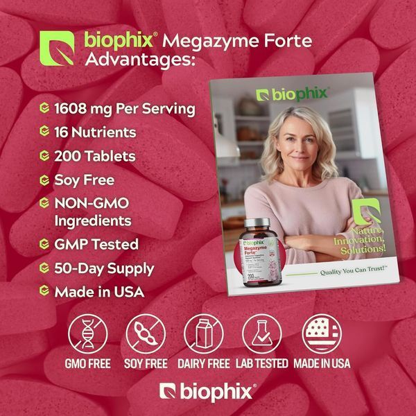 Домішка преміумкласу наттозими та сервірунки Biophix Megazyme Forte 200 капсул 2795147126 фото