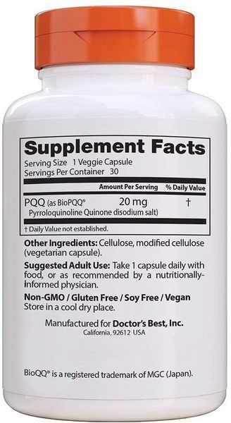 Doctor's s Best PQQ with BioPQQ 20 mg 30 капсул (4384303725) 1472632054 фото