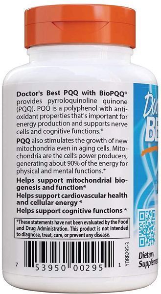 Doctor's s Best PQQ with BioPQQ 20 mg 30 капсул (4384303725) 1472632054 фото